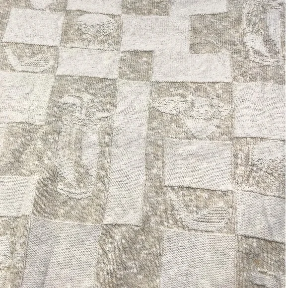 Vintage 3D Knit Men's Sweater Golf Theme Cream XL Made in USA by Carmel Grandpa - Picture 6 of 10